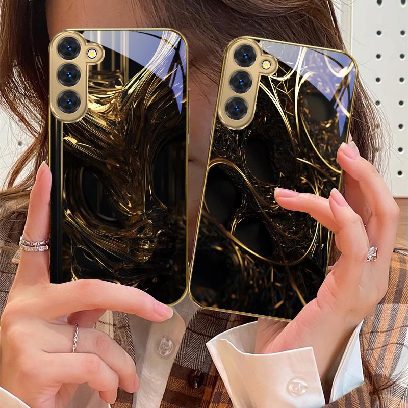 The Surging of Emotions For Samsung Galaxy S20 FE S21 S22 S23 Plus S24 Ultra 25Ultra S21+ S9+ S22Plus Golden Glass Phone Case