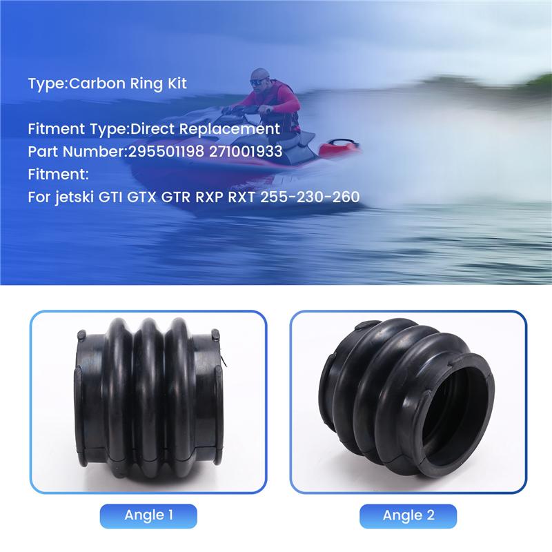 Durable-For BRP Seadoo Jetski GTI GTX GTR RXP RXT 255-230-260 295501198 271001933 Carbon Ring Kit Bellows Boot