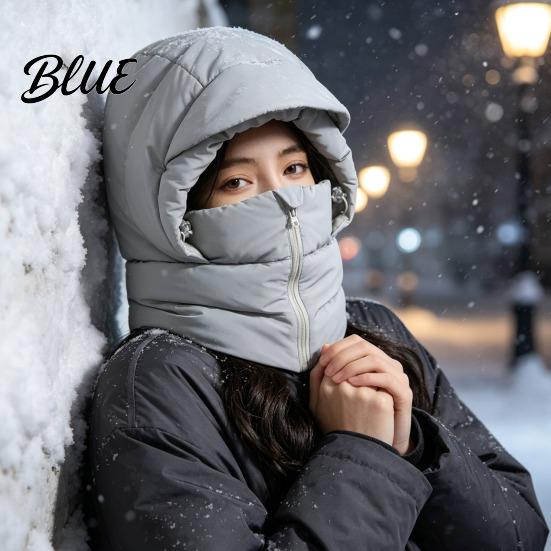 Thickened Scarf Hat for Cold Wind-Resistant Zipper Balaclava Hat Women Winter Face Mask Weather Outdoor