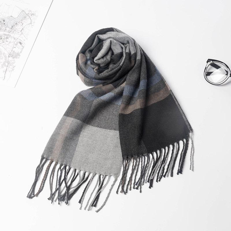 Men's Autumn & Winter Imitation Cashmere Plaid Scarf & Shawl