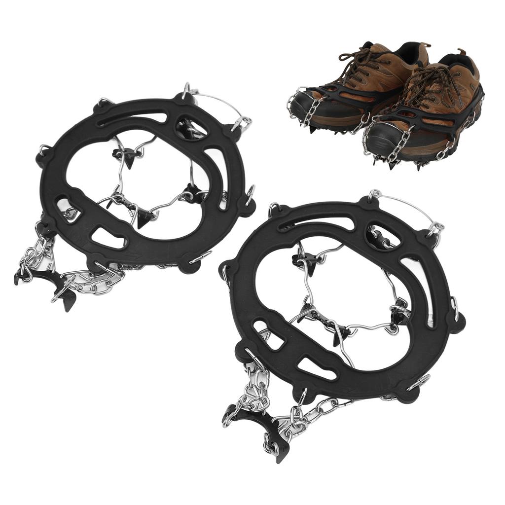 2Pcs Ice Traction Cleats Anti Skid Shoe Crampon Cover Snow Grips with 8 Spikes for Hiking Walking Mountaineering