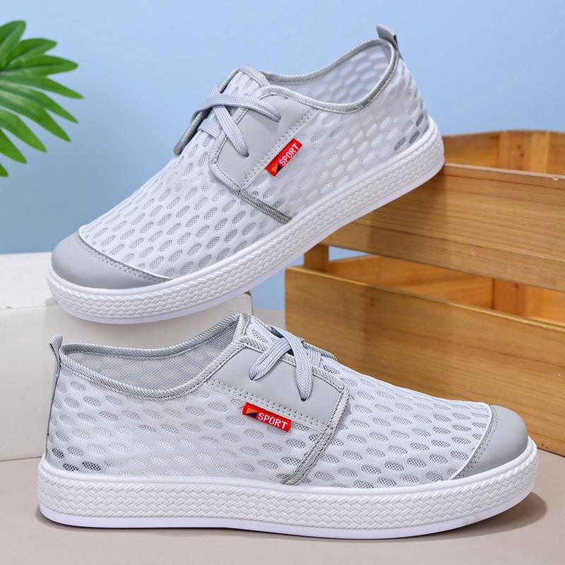 Men s Summer Breathable Mesh Shoes - Soft Sole Casual White Size 44