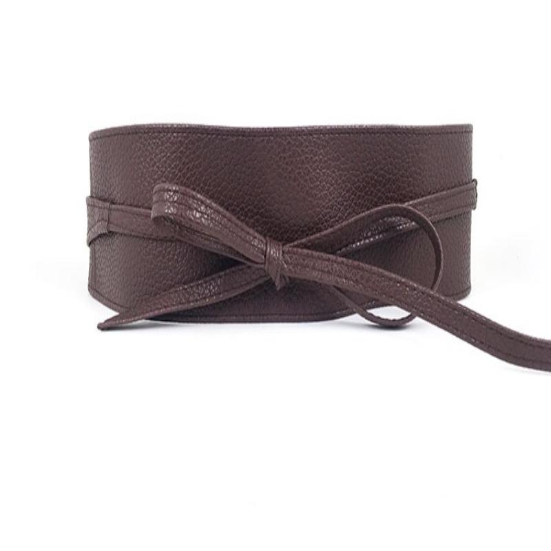 Bowknot Simple Wrap Luxury Wide Waist Band Leather Belt Corset Waistband Ladies Dress Cummerbands