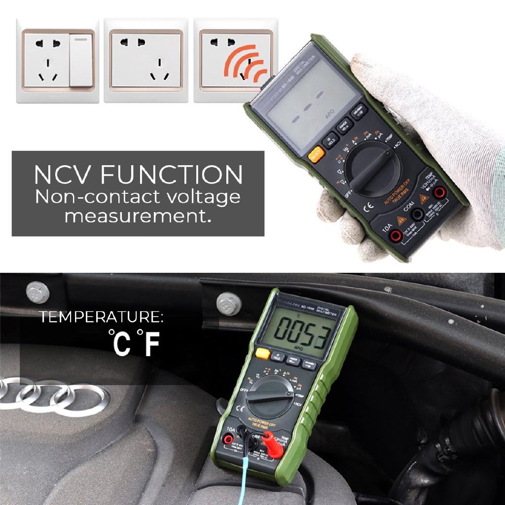 168B Digital Portable Auto Range Multimeter 6000 counts LCD Display Backlight Ammeter Voltmeter AC/DC Voltage Measuring Army green New