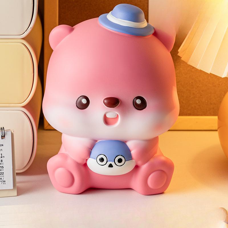 Niedliches kleines Fanlubi Sparschwein mit Kleber Sturzsicher Große Kapazität Münzaufbewahrung Sparschwein Dekoration