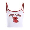FASHION Women Sleeveless Camisole Cartoon Letter Demon Print Summer Short Elastic Soft Vest