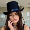 X6HE Elegant Stage Performances Tall Hat Cosplay Costume Gentleman Hat with Roll Trim Adult Carnivals Party Photography Hat