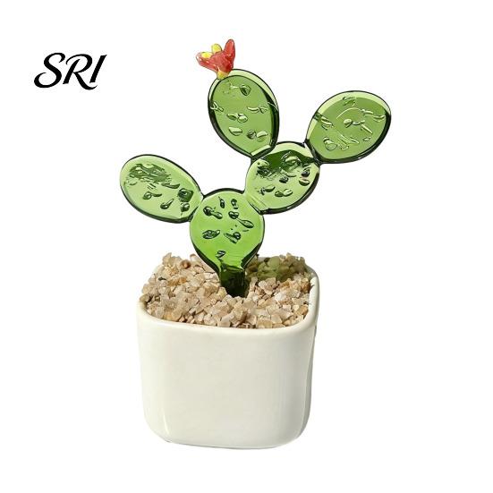 Small Desktop Ornament Mini Glass Planter Ornaments Exquisite Craftsmanship Bright Colorful Handmade Office Desk Decoration Texture for Bedroom Living
