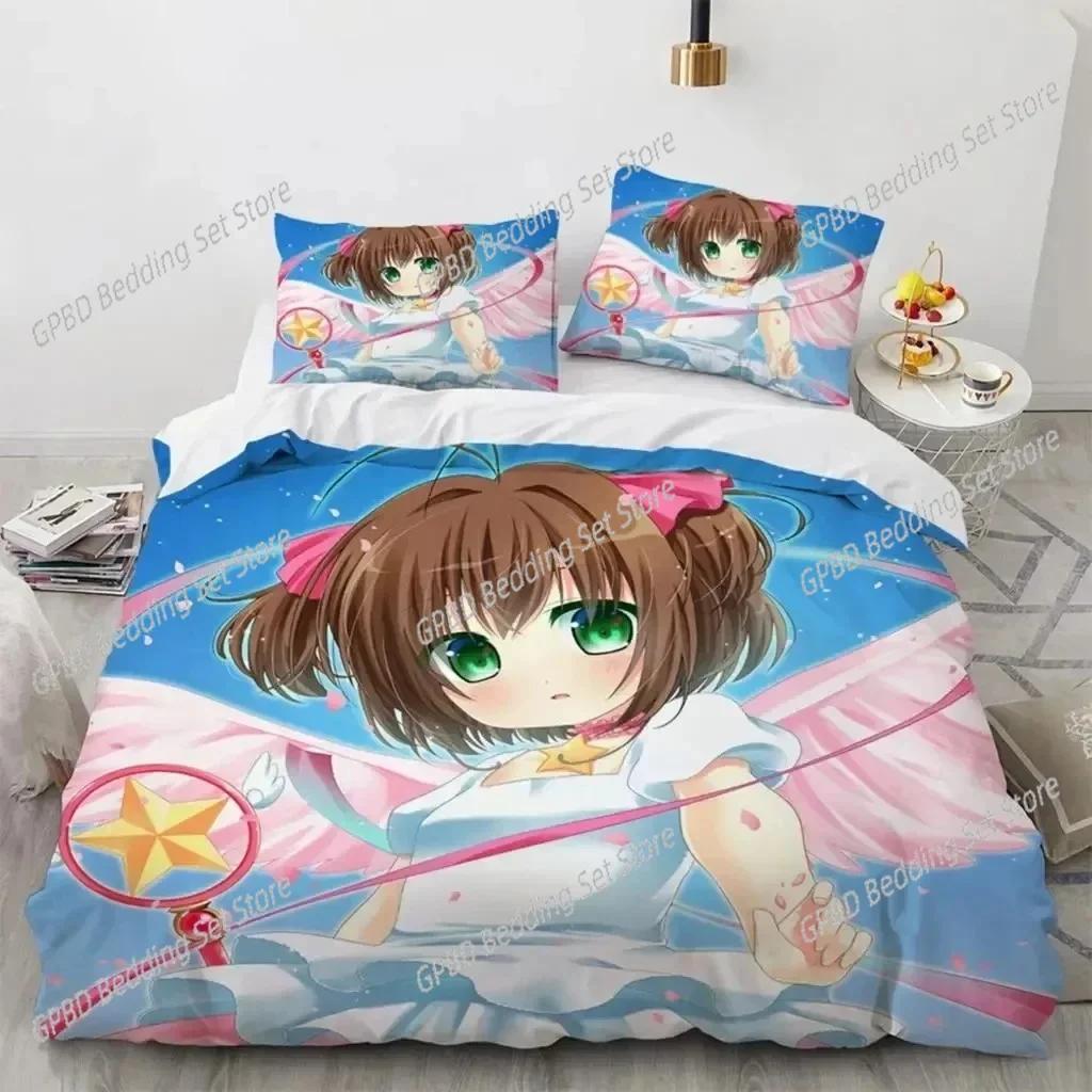 Comforter Anime Cardcaptor Sakura Bedding Set 3D Printed Suitable For Bedroom Kids Home Textile