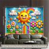 2D Bright Sun & Cloud Backdrop for Kindergarten & Kids Event Decor