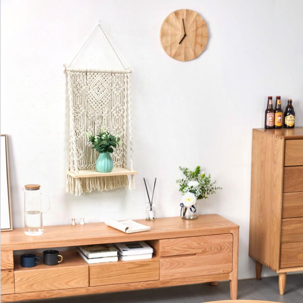 Wall Hanging Shelves Plant Shelf Rope Wooden Hanging Storage Floating Shelves Macrame Wall Hanging Shelf For Bedroom Bathroom Living Room
