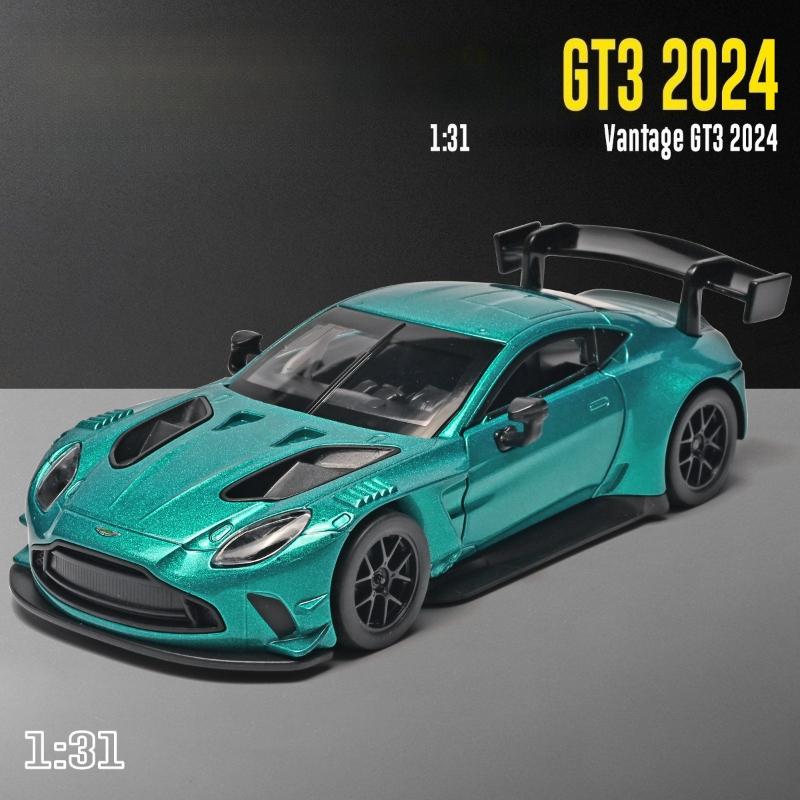 1:31 Vantage GT3 2025 Alloy Sports Car Model Diecasts Metal Toy Car Model Collection Sound Light Simulation Childrens Gifs