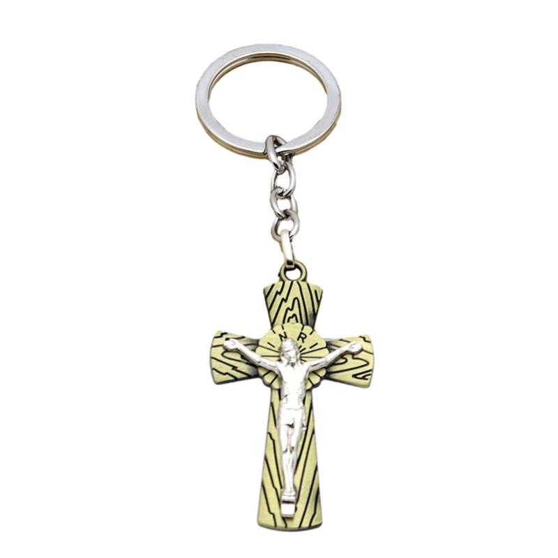 Cross Keychains Key Rings Religious KeyChains For DIY Car Hanging Simple Jewelry Handmade Gift