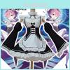 Elegante Re:Zero Kara Hajimeru Isekai Seikatsu Gêmeas Ram/rem Cosplay Versátil Vestido de Empregada Com Acessório de Cabeça Combinando
