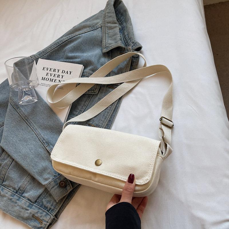 2025 Japanese fashion canvas small mobile phone bag casual men's workwear style crossbody bag couple simple shoulder bag