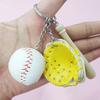 Baseball Keychain Pendant Zinc-Iron Alloy Wood Faux Leather Baseball Bat Cap Team Gift Baseball Fan Accessory
