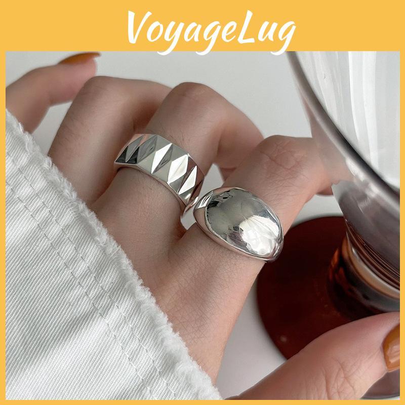 Trendy Korean Style Adjustable Copper Ring With Geometric Design For Women