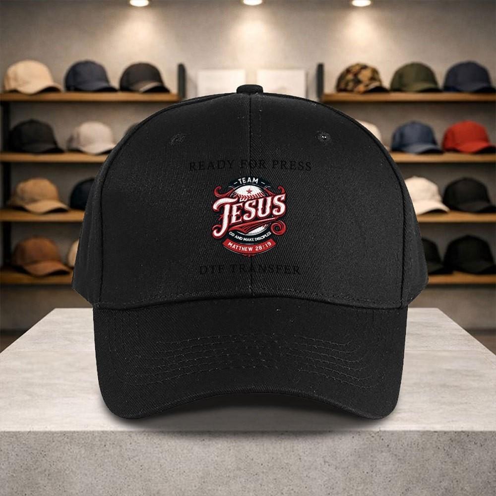 Team Jesus Graphic Baseball Cap Adjustable Polyester Solid Color Outdoor Sports Snapback Hat