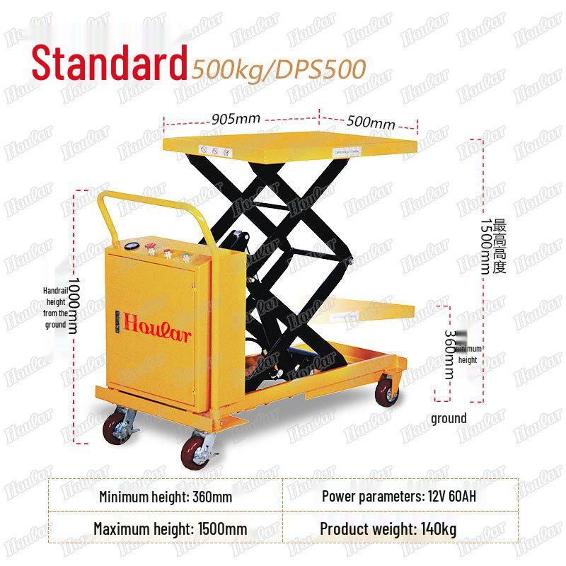 Electric Hydraulic Scissor Lift Cart - Mobile Flatbed Trolley