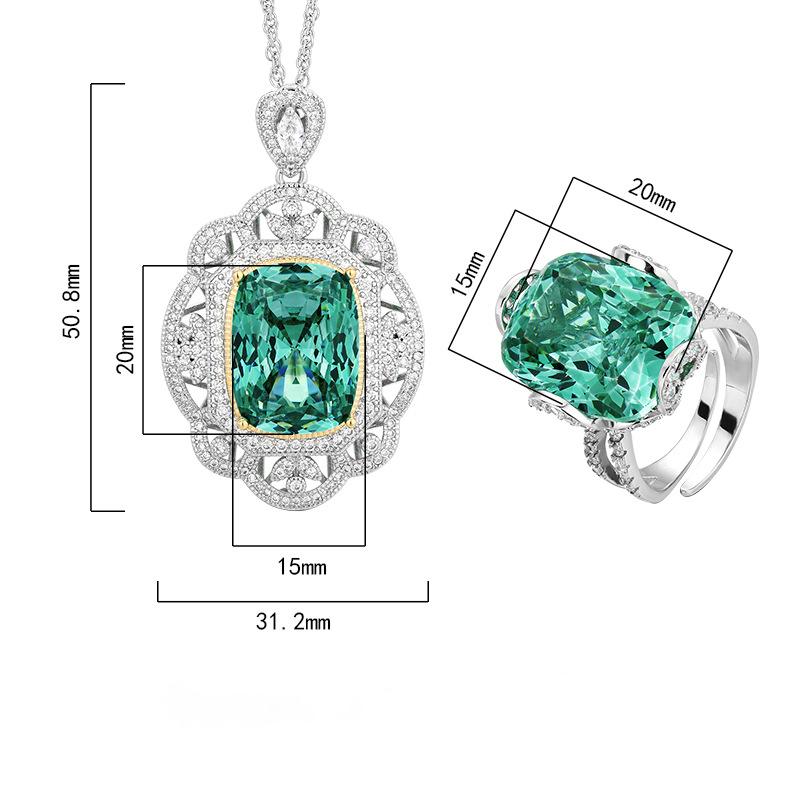 Women's Light Luxury Design Elegant Inlaid Zircon Pendant Necklace Ring Set Try Versatile And Small Niche Design Sense Set