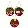 3pcs Christmas Decorations Plaid Fabric Stickers, Fabric Wooden Door Sign Door Hangers, Christmas Tree Decorations Christmas Hangers-Merry Christmas!