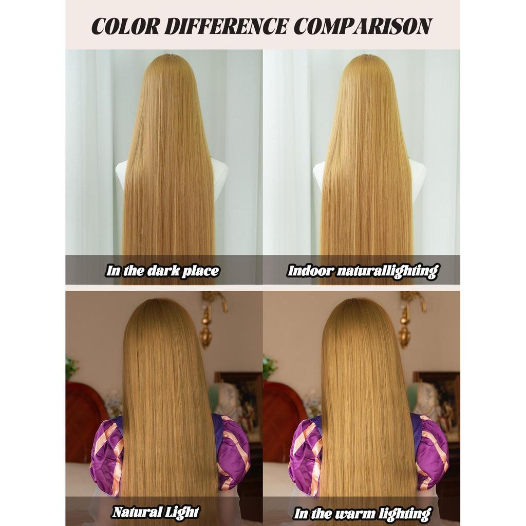 Rapunzel Kostüm Peruk Ekstra Uzun Sarı Düz Saç | Cadılar Bayramı ve Cosplay | Doğal Görünüm | Hafif Ayarlanabilir Başlık (Kadınlar için mükemmel)