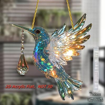 2D Flat Acrylic Hummingbird Decoration, No Need for Batteries/electricity, Unique Indoor/outdoor Decoration, Multi-purpose Traditional Style, W