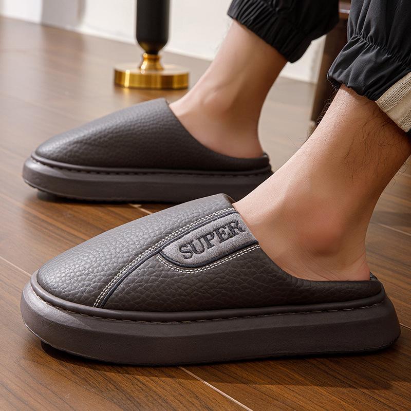 Winter Baumwollpantoffeln Herren Übergröße Haushalt Innen Nichtrutschend Warm Baumwollschuhe mit Samt Dicke Sohle