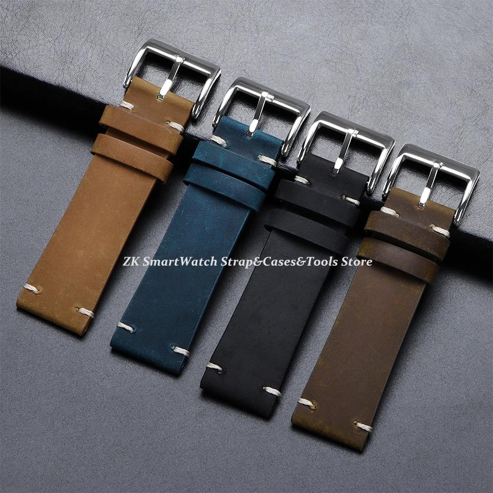 Geniune Calf Leather Watchband 18mm 20mm 21mm 22mm 24mm Watch Strap for Samsung Watch Strap for Huawei Watch Gt2/Gt3 Sport Belt