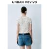 UR 2025 Summer Contrast Floral Short Sleeve Knit Cardigan