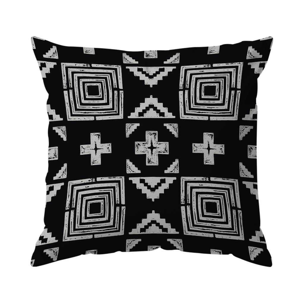 1/4Pcs Black Bohemian Geometric Pattern Cushions Pillowcase Polyester Cushion Cover Throw Pillow Pillowcover Home Car Sofa Decor