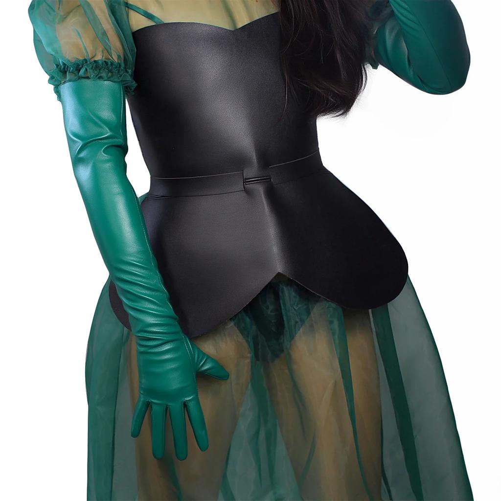 Forest Green 70CM Long Leather Gloves Kelly Green Faux PU Fashion Dressing Cosplay Costume NightClub Party Evening Opera Glove