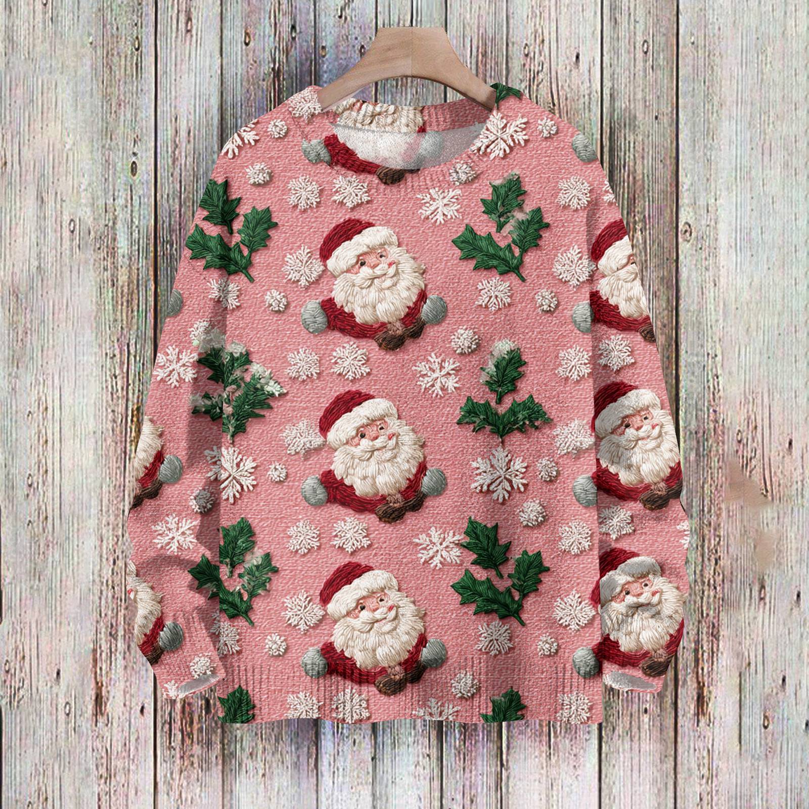 

Рождественские толстовки для женщин Вязаный свитер Милая рубашка Осенний свитер с круглым вырезом Топы XL арбуз красный