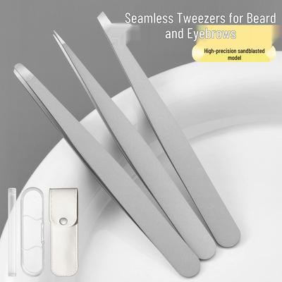 Mattierte 96 Edelstahl-Pinzette für Augenbrauen & Wimpern zum Formen & Haarentfernen - Schräg, Flach und Spitz zulaufende Spitzen