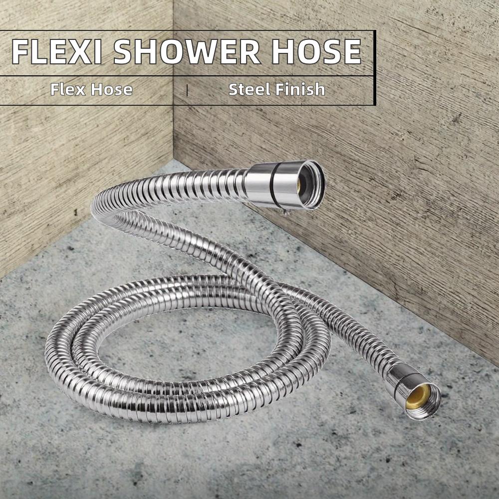 Modern 1.5m Flexible Stainless Steel Chrome Handheld Shower Head G1/2 Universal Brass Connector for Bathrooms JIUYUTU Model A93