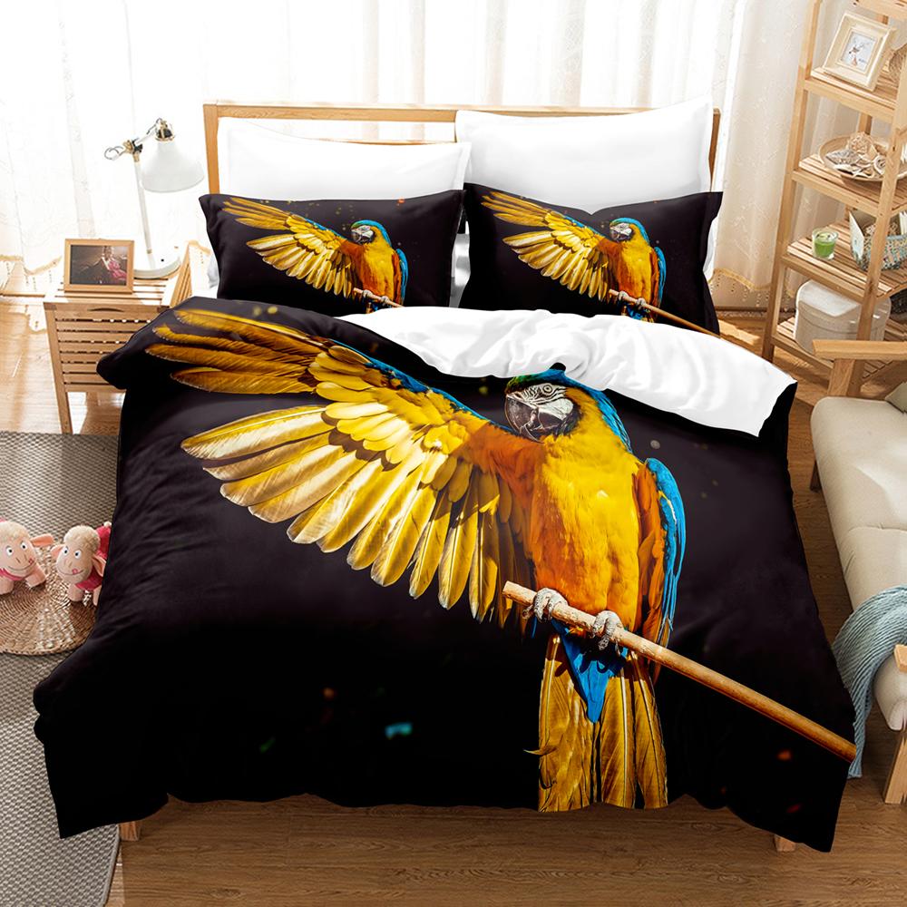 3D Animal Bedding Set Parrot Pattern Duvet Cover Set Microfiber Quilt Cover With 1/2Pillowcase King Queen Twin Luxury Bedclothes