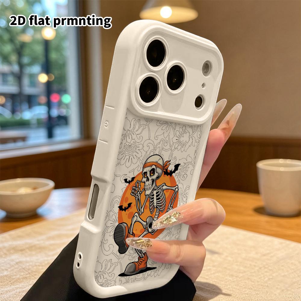 Phone Case: 2D Flat Design Suitable for iPhone 18, 17, 16, 15, 14, 13 Pro, Unisex, Running Skeleton, Christmas and Halloween Gift