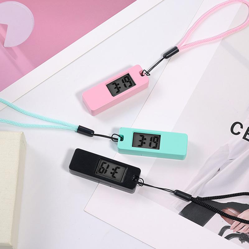 Svítící LED Klíčenka Kapesní hodinky Mini Tiché Elektronické hodiny LCD Digitální displej Přenosné Studentské Zkouška Studium Stolní hodinky