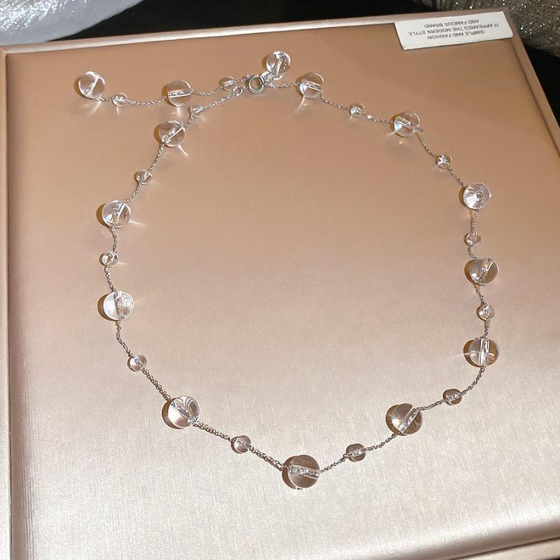 Y-shaped crystal beaded geometric necklace light luxury niche exquisite high-end collarbone chain fashionable versatile neck chain wholesale