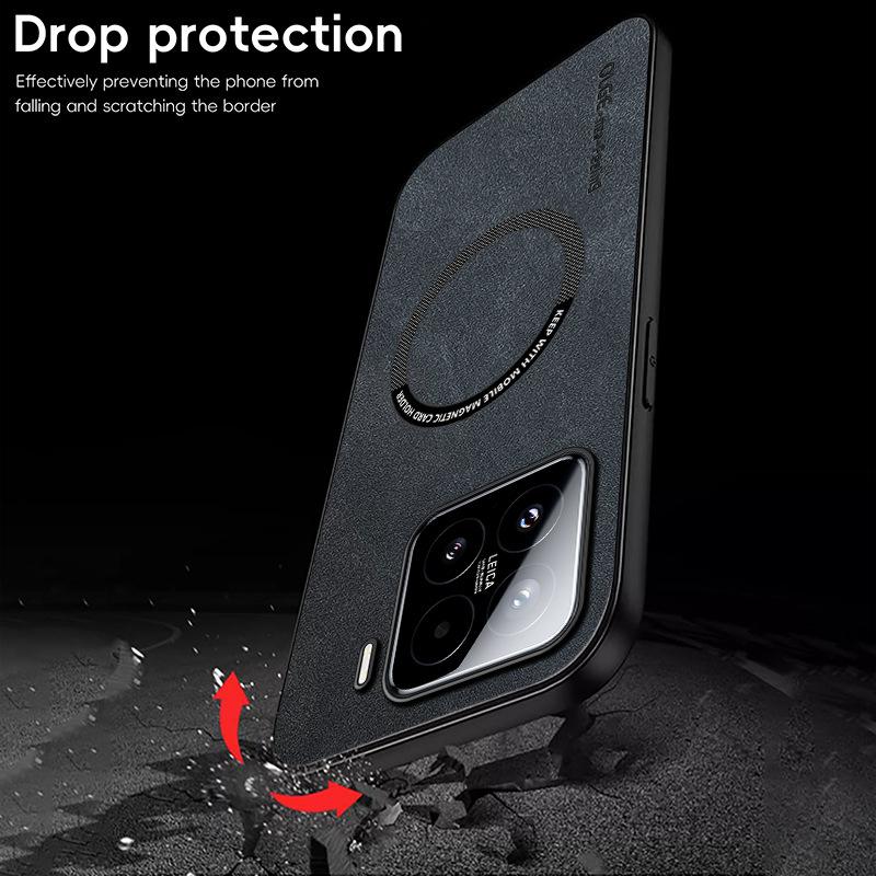 Luxusní kožené pouzdro na telefon pro Xiaomi 14T Pro Magnetické nárazuvzdorné pouzdro pro Xiaomi 15 12T Pro Měkký rámeček pro Magsafe Matný kryt