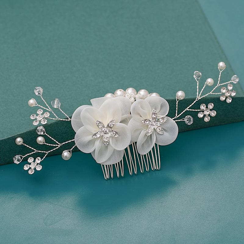Bride Hair Combs Hair Accessories Wedding Bridal Headpiece Silver Color Handmade Crystal Pearl Wedding Ornaments Hair Jewelry