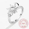 925 Sterling Silver Zircon Sunflower Spinner Rings for Women Adjustable Anti Stress Rings Fashion Party Gift 2022 New Hot Sale