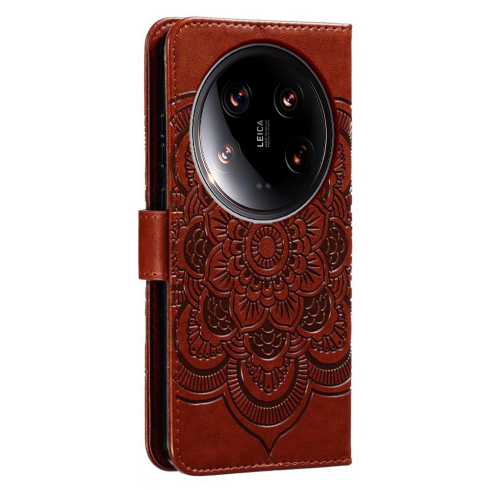 For Xiaomi 14 Ultra Case PU Leather Mandala Imprinted Design Wallet Phone Cover