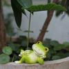 Frog Ornament Lying Frog Small Resin Figurine with Leaf Umbrella Sun-Proof