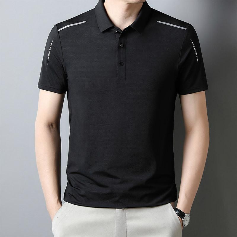 

Літня футболка з льодовим шовком і лацканом для чоловіків середнього та літнього віку, яка швидко сохне, літня сорочка-поло з короткими рукавами XXL