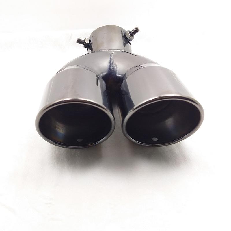 CHR17-20 IZOA & Fureisi Dual Outlet Titanium Black Bent Exhaust Tailpipe, 6.3CM Diameter Stainless Steel.