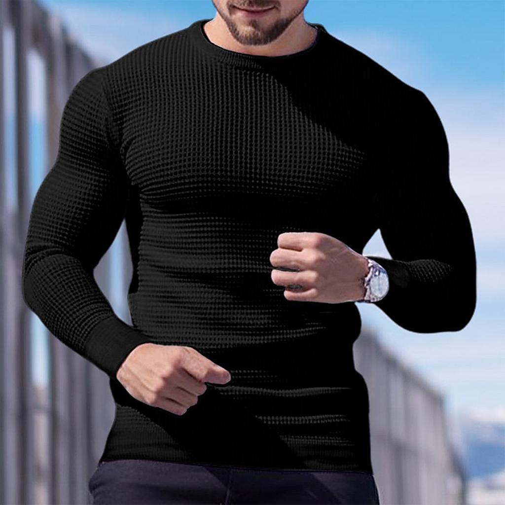 Shoulder Sleeves Men'S Long Sleeved Patchwork T-Shirt Casual Top