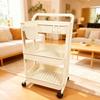 Compact Rolling Trolley: Floor-Standing Multi-Layer Storage Rack for Living Room & Snacks.