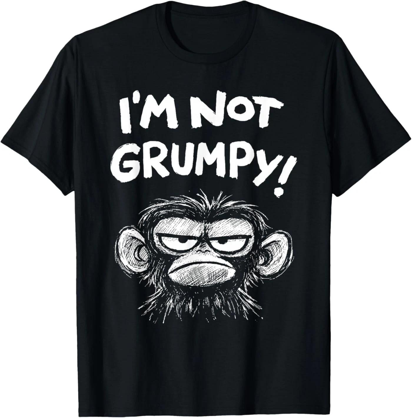 Grumpy Monkey I m Not Grumpy Funny Retro Vintage T-Shirt XL