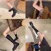 Sheepskin Version~ Washed Leather Round Head Thick Heel High Boots Women's Wide Tube Thick Sole Versatile Knight Boots Martin Boots Long Boots